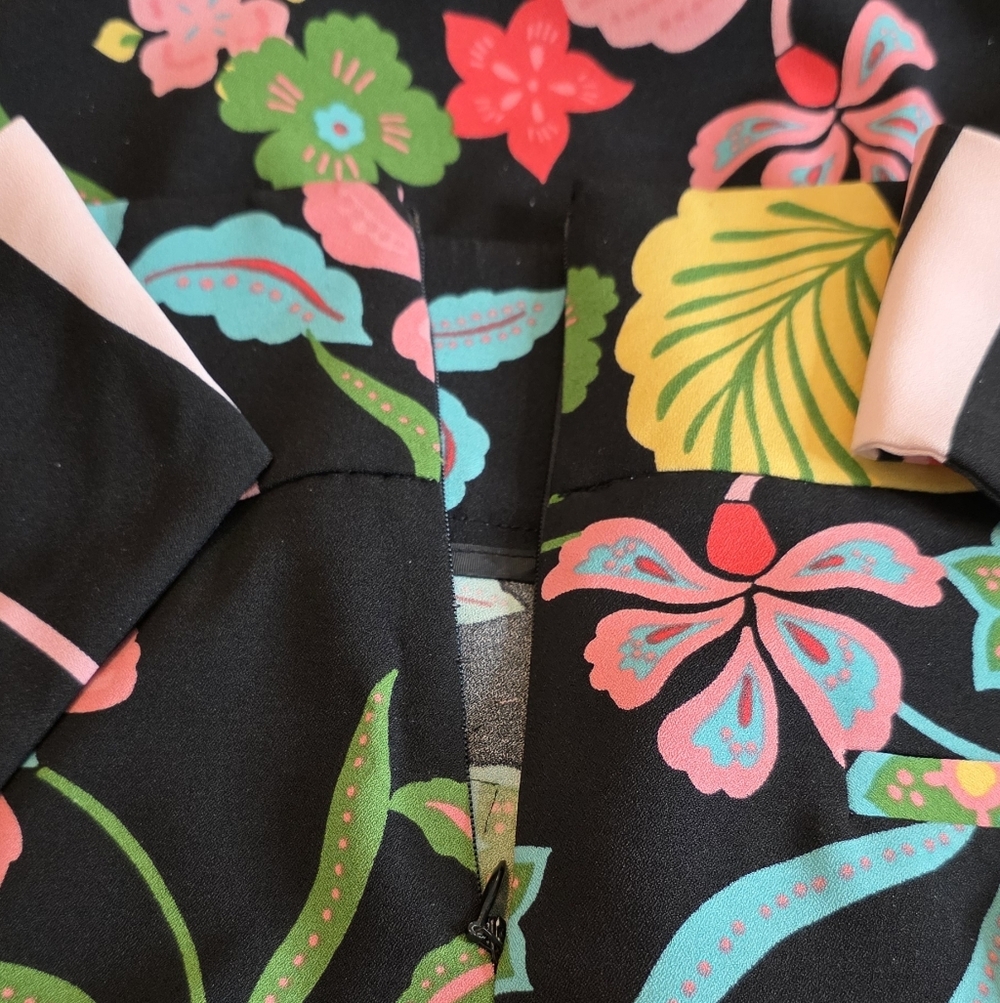 New York & Company Black And Bright Floral Tie Waist Wide Leg Pants Size M NWOT - Picture 9 of 10